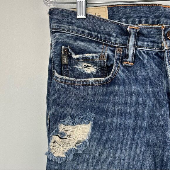 Abercrombie & Fitch Jeans Slim Straight Distressed Dark Wash Men’s Sz 31 x 32 - Picture 8 of 16